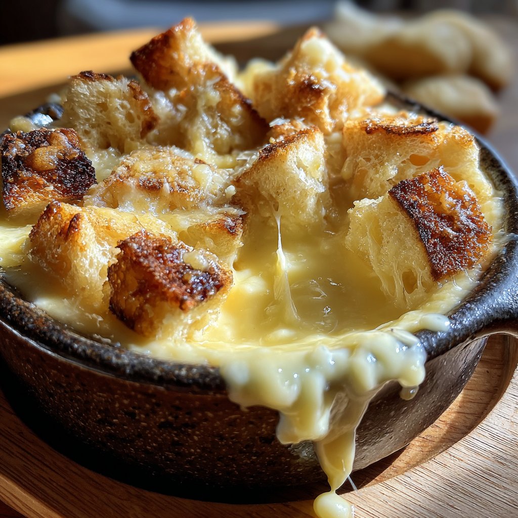 Fondue with Swiss Cheese and Garlic