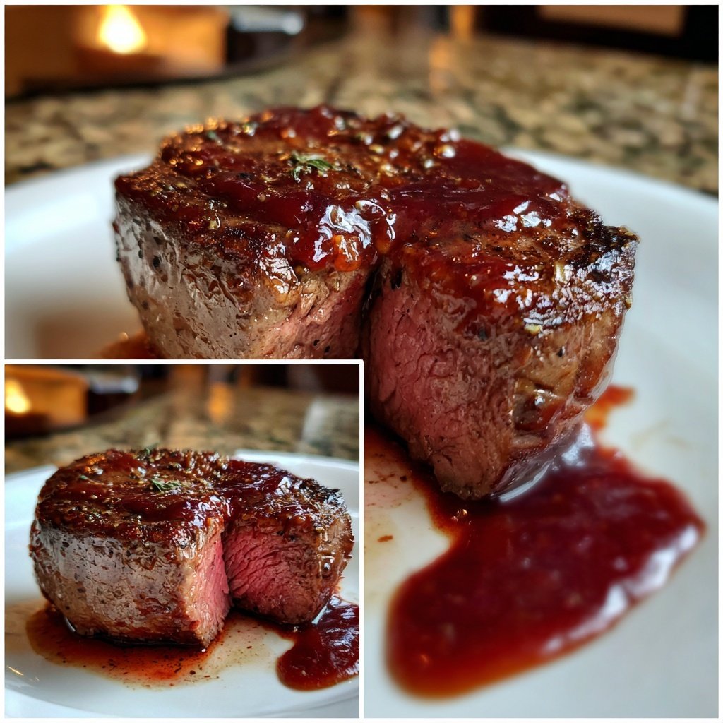 Romantic Filet Mignon with Red Wine Sauce