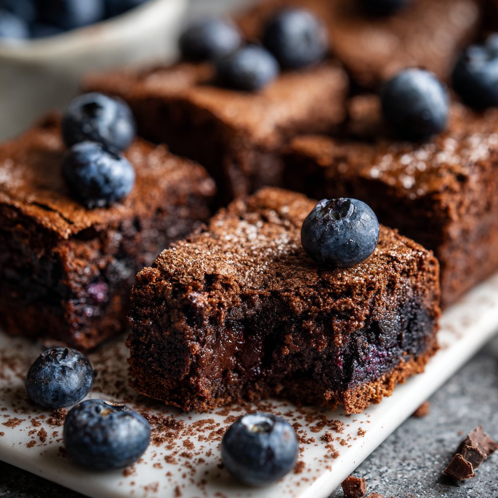 Cottage Cheese Brownies with Blueberries