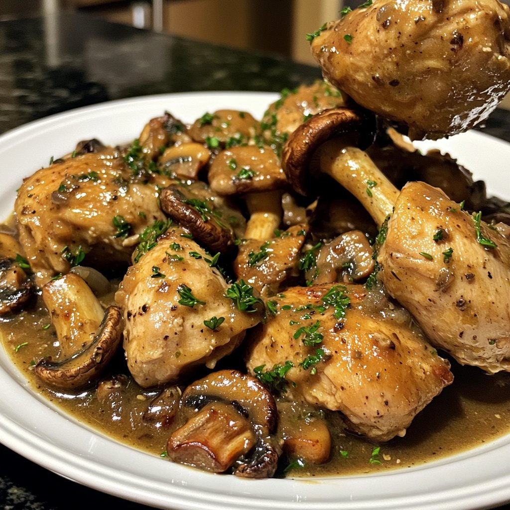Healthy Crockpot Chicken with Mushrooms