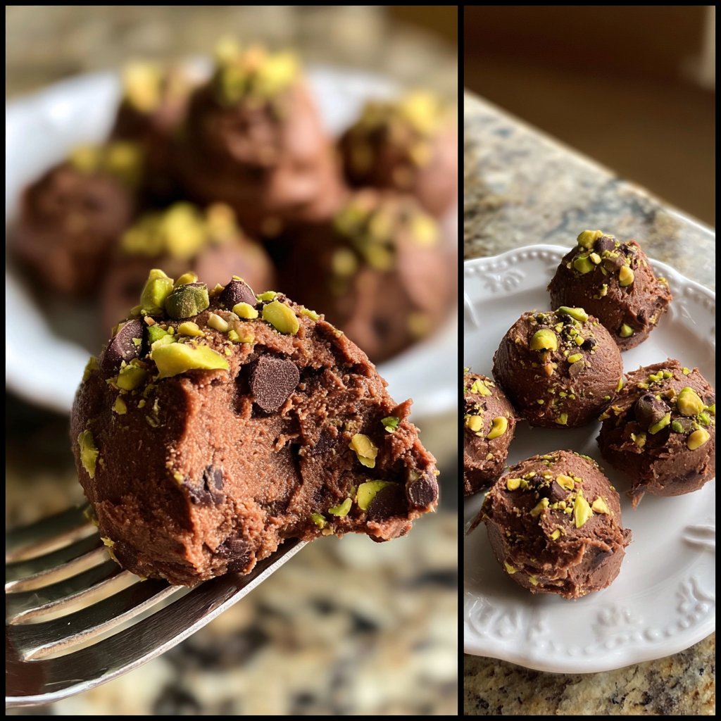 Chocolate Pistachio Fudge Bites
