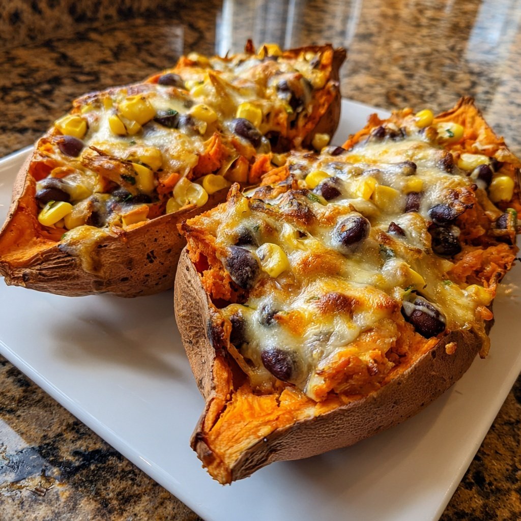 Baked Sweet Potato Veggie Boats