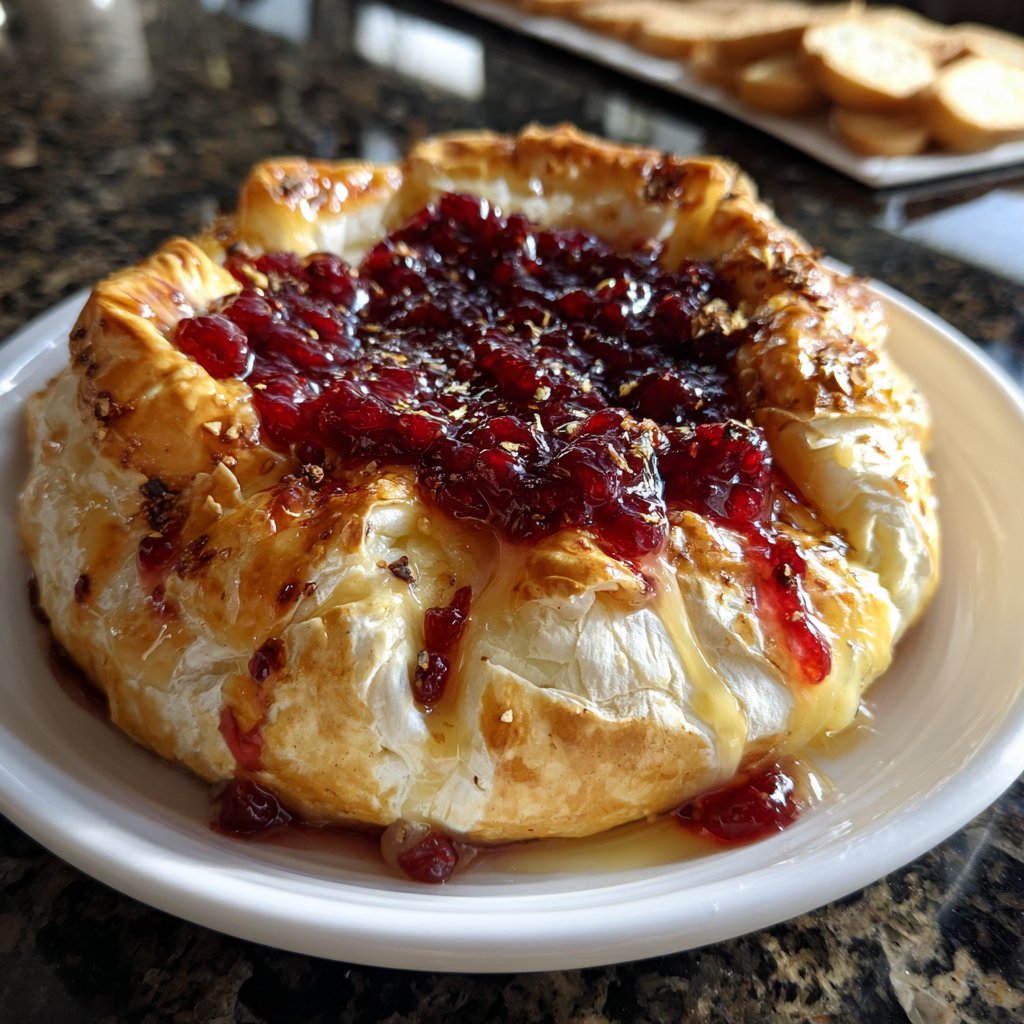 Baked Brie with Strawberry Preserves