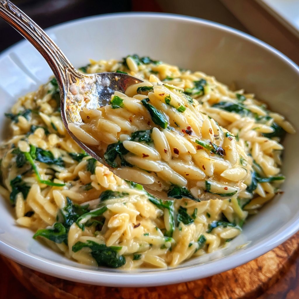 Creamy Spinach Parmesan Orzo