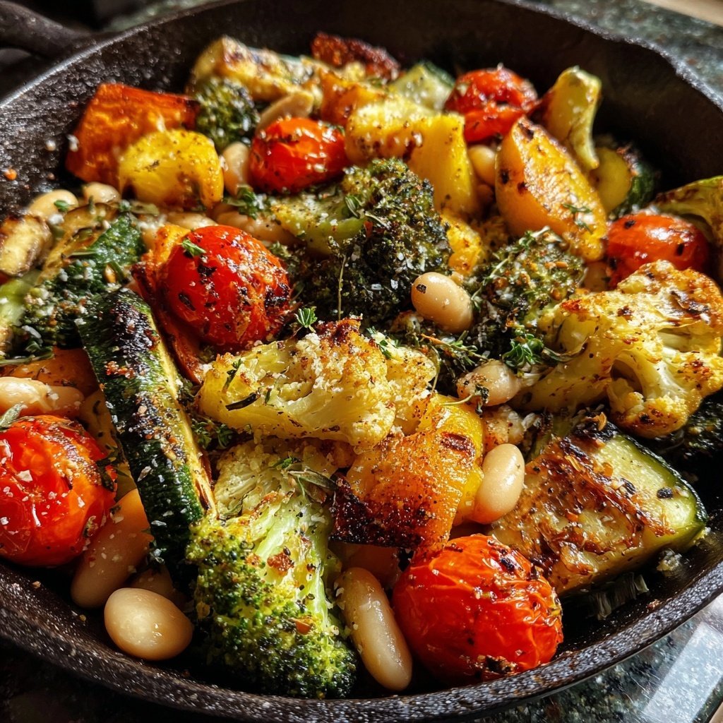Roasted Veggie White Bean Skillet